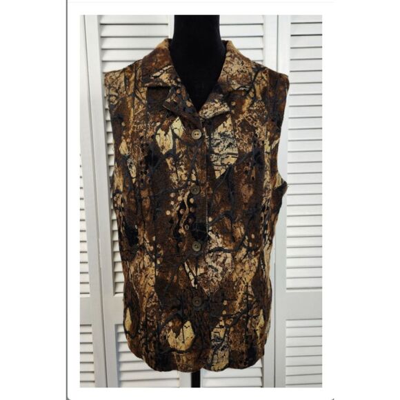 Christopher & Banks Brown Textured Button Front Vest XL - Picture 4 of 12